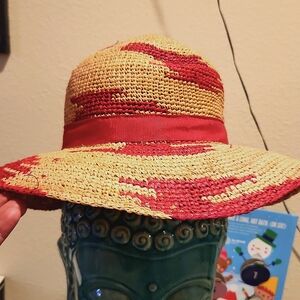 Cute red and brown sun hat